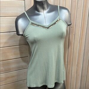 Vanity Green Fitted Embellished Camisole